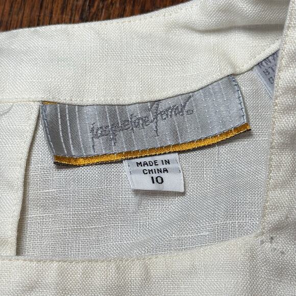 Jacqueline Ferrar women’s 10 cream 100% linen button back Sleeveless Top shirt - Picture 3 of 4